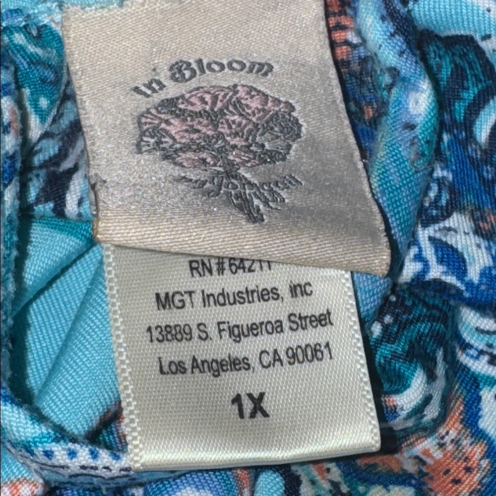 In Bloom by Jonquil Blue Paisley wrap around kimono Robe Sz‎ 1X - Picture 5 of 6
